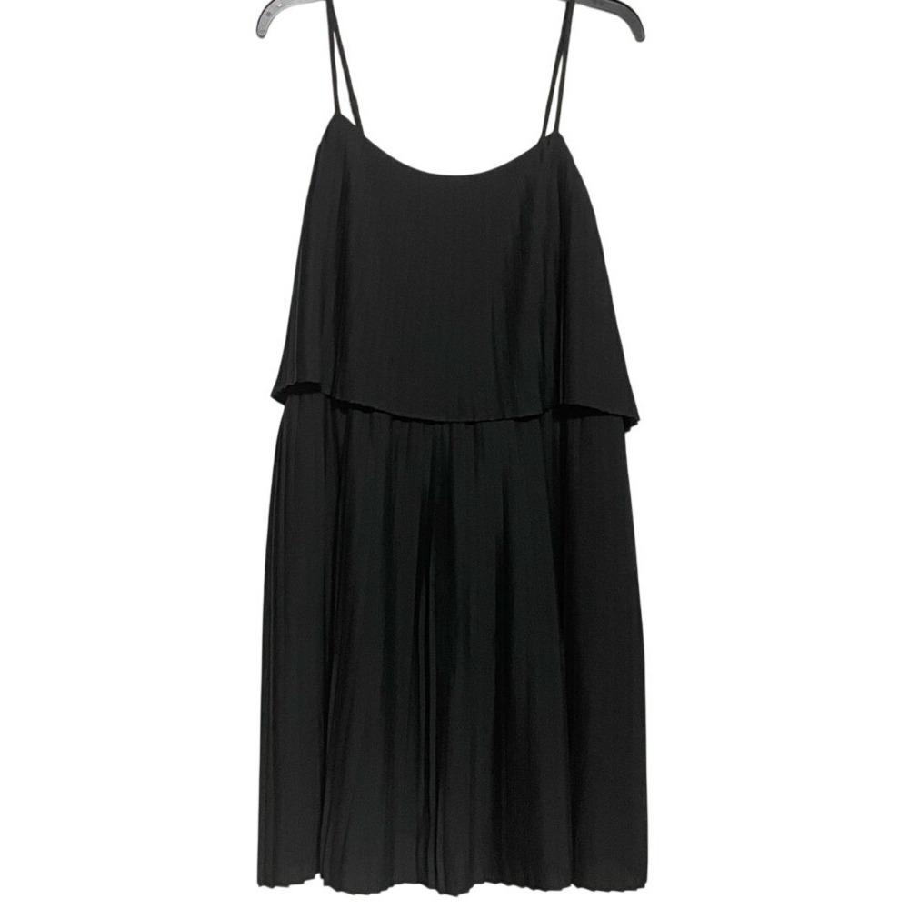 Merona Black Tiered Layered Pleated Spaghetti Strap Dress Women's Size L